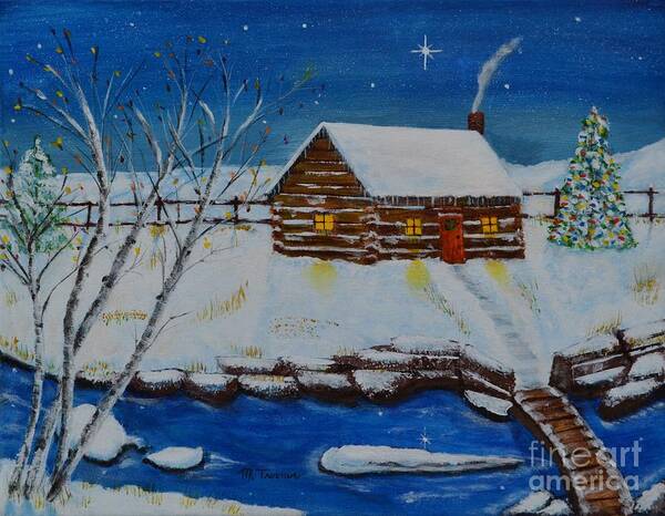 Snow Poster featuring the painting Cozy Christmas by Melvin Turner
