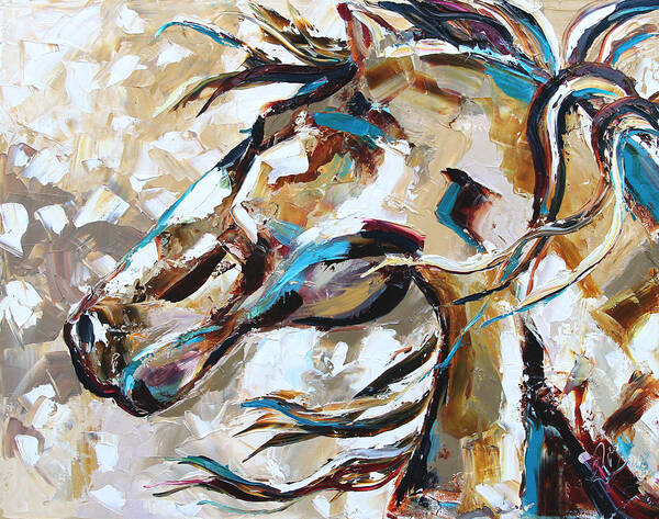 Horse Paintings Poster featuring the painting Horse in Snow by Laurie Pace