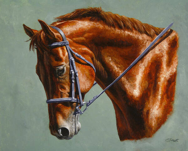 Horse Poster featuring the painting Chestnut Dressage Horse Portrait by Crista Forest