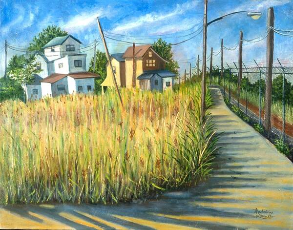 Weeds Poster featuring the painting Houses In The Weeds by Madeline Lovallo