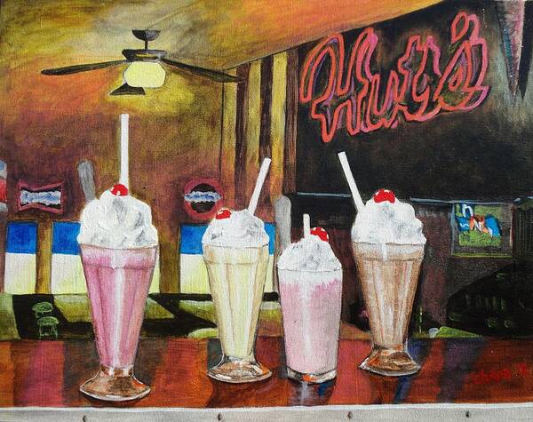  Poster featuring the painting Hut's Milkshake Heaven by Manny Chapa