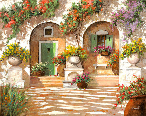 Arches Poster featuring the painting Il Cortile by Guido Borelli