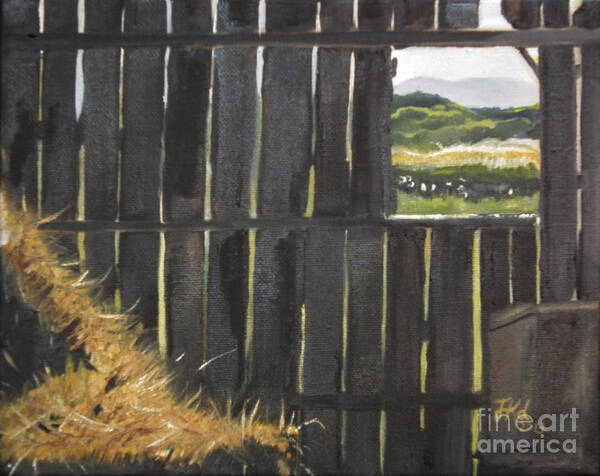 Barn Window Poster featuring the painting Barn -Inside Looking Out - Summer by Jan Dappen