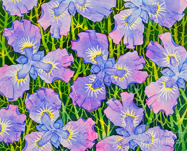 Iris Patterns Poster featuring the painting Iris Patterns by Teresa Ascone