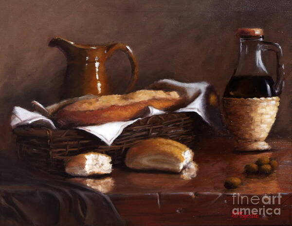 Bread Poster featuring the painting Italian Cuisine by Viktoria K Majestic