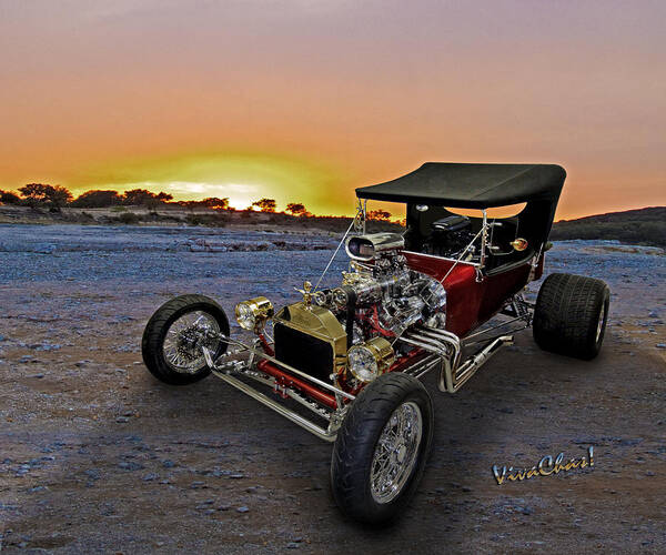 Hot Rod Art Poster featuring the photograph J B T Bucket Sunset by Chas Sinklier
