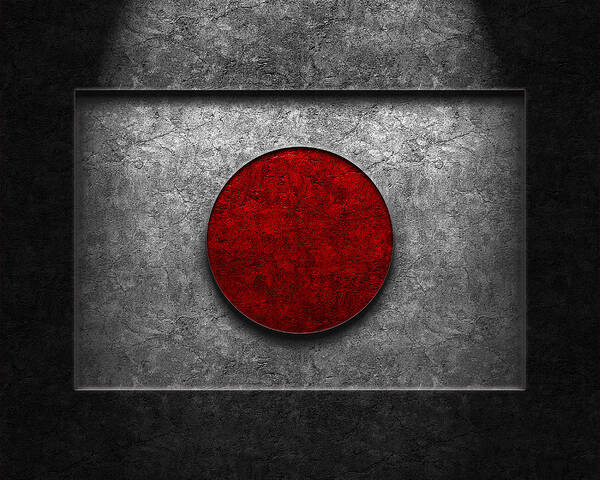 Abstract Poster featuring the digital art Japanese Flag Stone Texture by Brian Carson