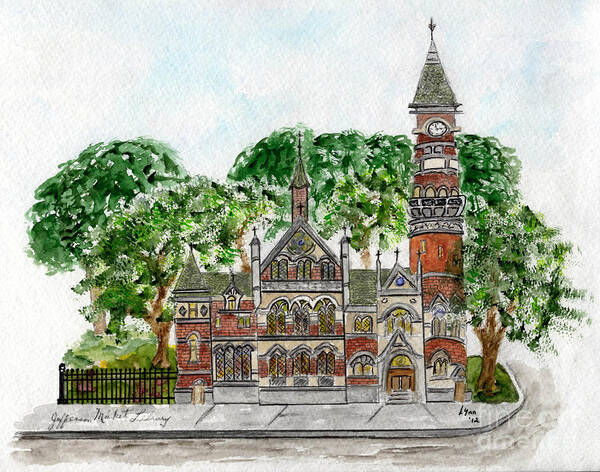 Jefferson Market Library Poster featuring the painting Jefferson Market Library by AFineLyne