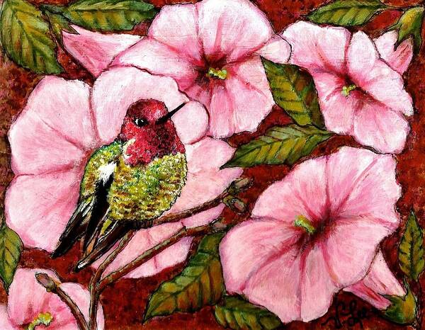 Bird Poster featuring the painting Jewel Among Blooms by VLee Watson