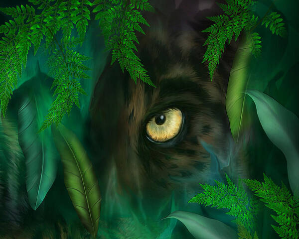 Panther Poster featuring the mixed media Jungle Eyes - Panther by Carol Cavalaris