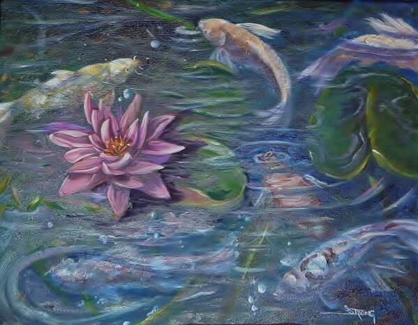 Curvismo Poster featuring the painting Koi Pond by Sherry Strong