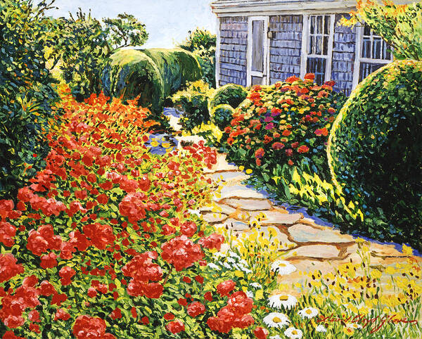 Landscape Poster featuring the painting Laguna Beach House Garden by David Lloyd Glover