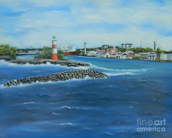 Landscape Poster featuring the painting Lighthouse Nassau Bahamas by Kenneth Harris