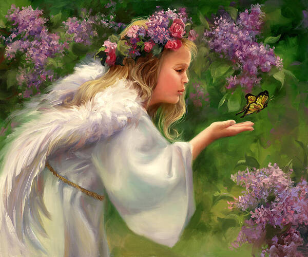 Angel Poster featuring the painting Lilac Angel by Laurie Snow Hein