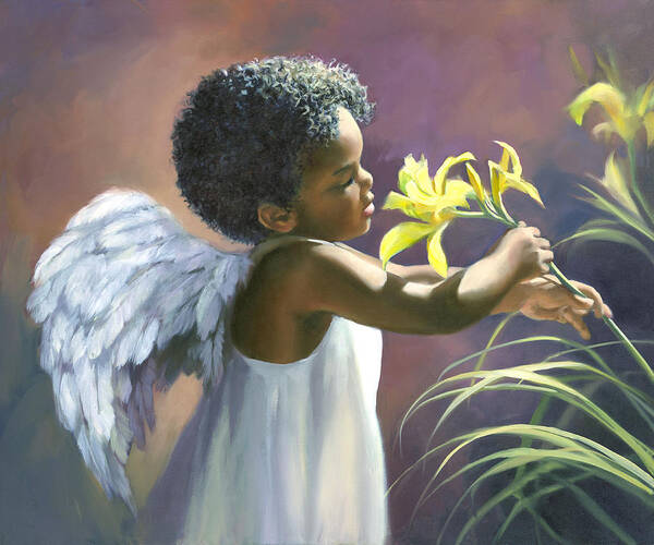 Angel Poster featuring the painting Little Black Angel by Laurie Snow Hein