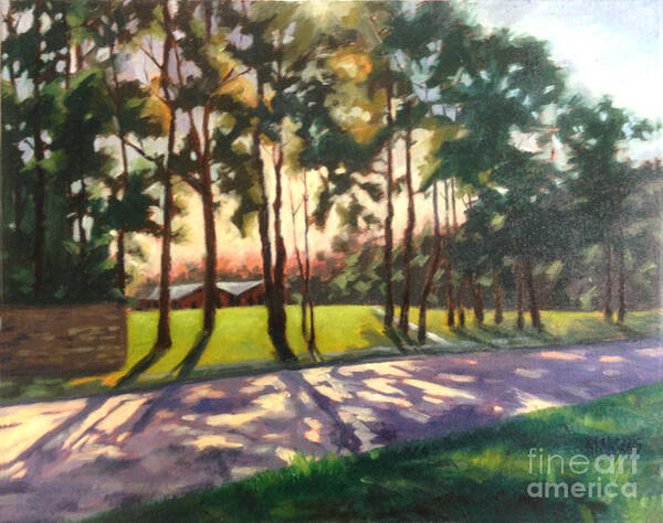 Late Afternoon Shadows Poster featuring the painting Long Shadows on Longmire by Nancy Parsons