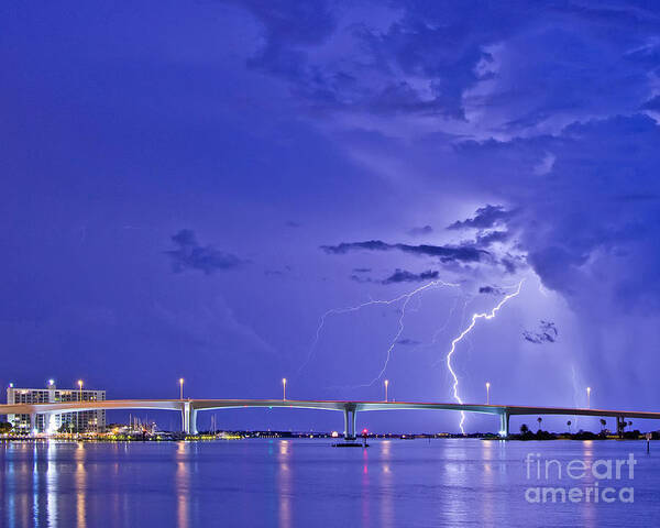 Lightning Poster featuring the photograph Luminous Bridge by Stephen Whalen