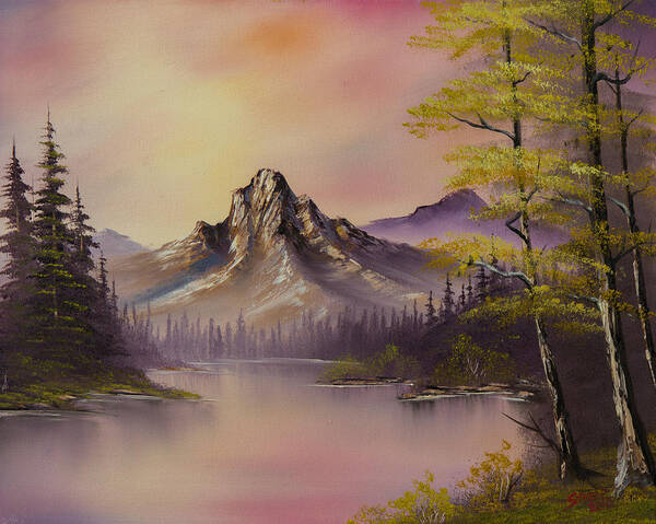 Landscape Poster featuring the painting Luminous Lake by Chris Steele