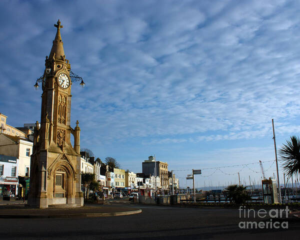 Mallock Clock Tower Torquay Poster featuring the photograph Mallock Clock Tower Torquay by Terri Waters