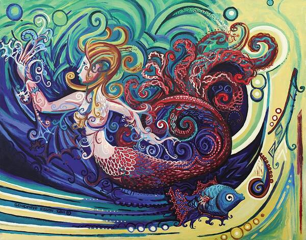 Mermaid Poster featuring the painting Mermaid Gargoyle by Genevieve Esson