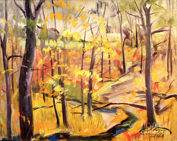 Michigan Poster featuring the painting Michigan Autumn Woods by Art By Tolpo Collection