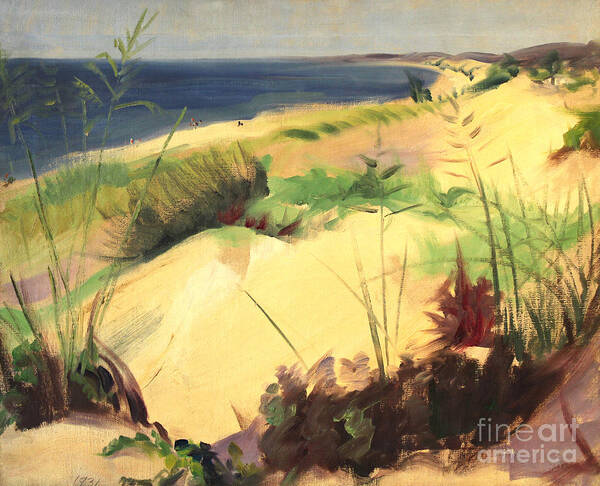 Lake Poster featuring the painting Michigan Dunes 1930s by Art By Tolpo Collection