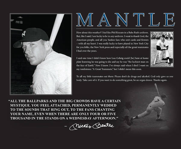 Retro Images Archive Poster featuring the photograph Mickey Mantle by Retro Images Archive