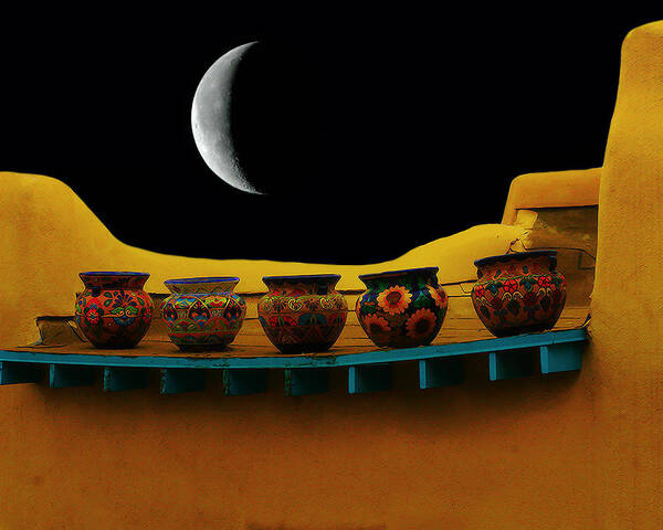 Moon Poster featuring the photograph Midnight in Taos by Terry Fiala