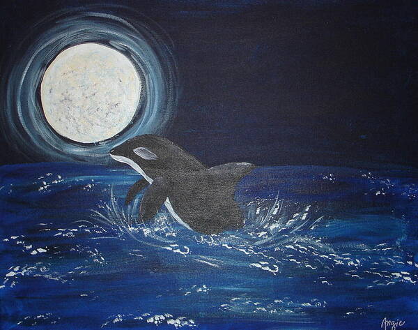 Whale Poster featuring the painting Midnight Swim by Angie Butler