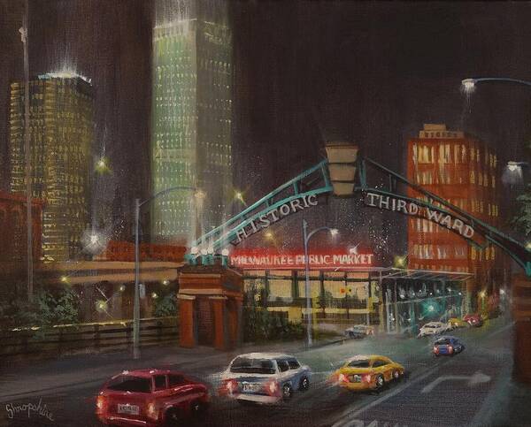 Milwaukee Poster featuring the painting Milwaukee 3rd Ward Public Market by Tom Shropshire
