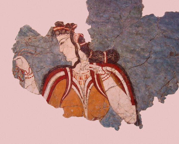 Minoan Wall Painting Poster featuring the photograph Minoan Wall Painting by Ellen Henneke