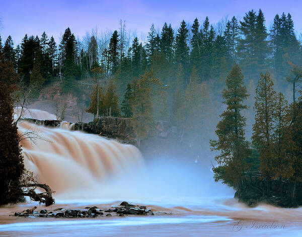 Waterfalls-water-state Parks-gooseberry Falls-minnesota -rocks-landscape-nature-mist Poster featuring the photograph Misty Morning by Gregory Israelson