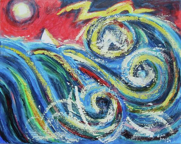 Storm Poster featuring the painting Moonlight and Chaos by Diane Pape