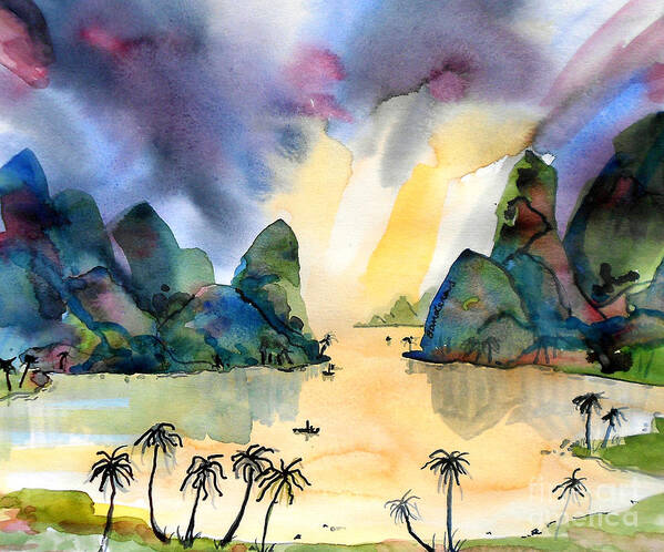 Watercolor Poster featuring the painting Morning View by Terry Banderas