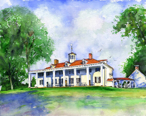 Mount Vernon Poster featuring the painting Mount Vernon Front by John D Benson
