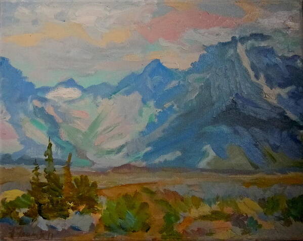 Landscape Poster featuring the painting Mt. Moran by Francine Frank