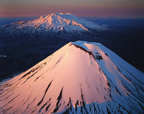 00260295 Poster featuring the photograph Mt Ngauruhoe and Mt Ruapehu by Rob Brown