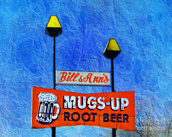 Andee Design Poster featuring the photograph Mugs Up Root Beer Drive In Sign by Andee Design