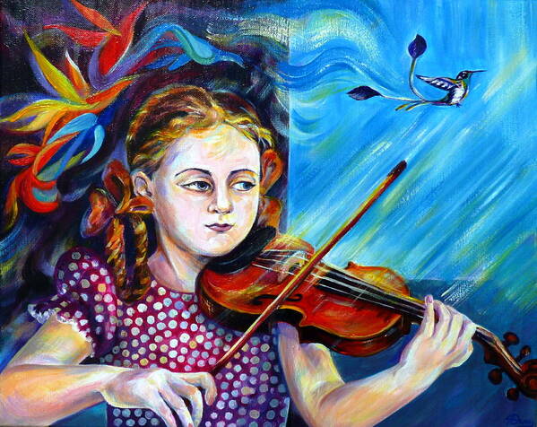 Music Poster featuring the painting Music Lessons by Anna Duyunova