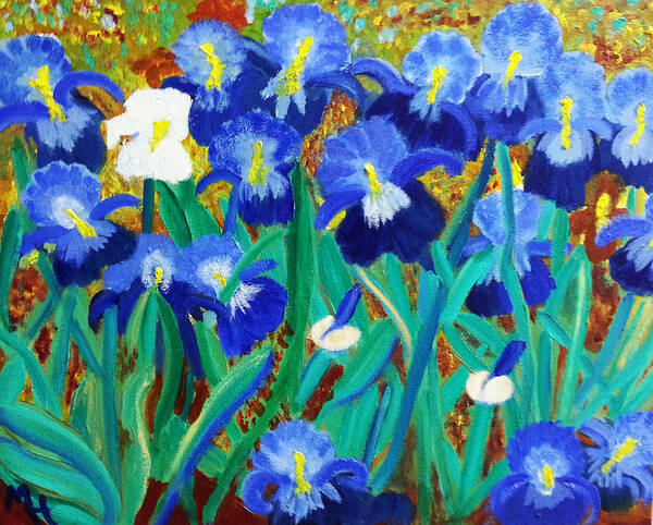 Bearded Iris Poster featuring the painting My Iris - Inspired by VanGogh by Margaret Harmon