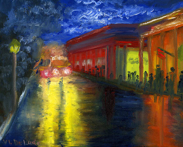 Natchitoches Poster featuring the painting Natchitoches Louisiana Mardi Gras Parade at Night by Lenora De Lude