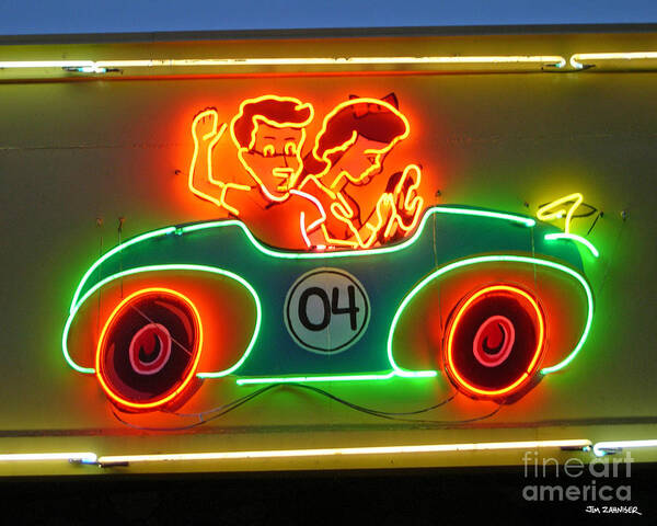 Neon Sign Poster featuring the digital art Neon Sign Kennywood Park by Jim Zahniser