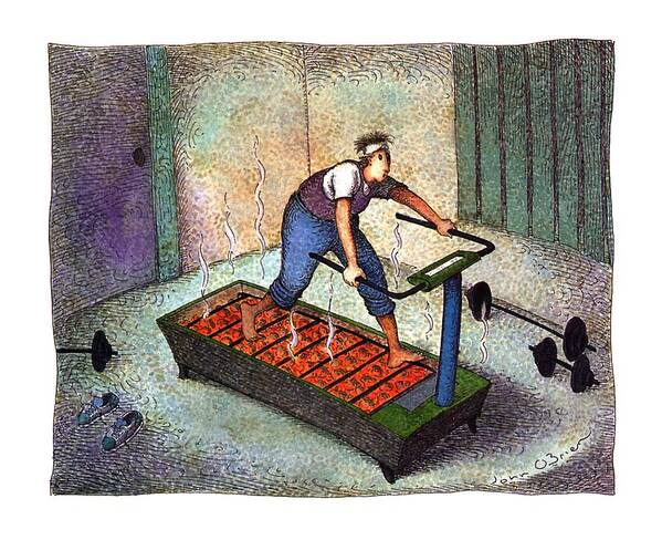 (a Man On A Treadmill Filled With Hot Coals)
Fitness Poster featuring the drawing New Yorker April 25th, 1994 by John O'Brien