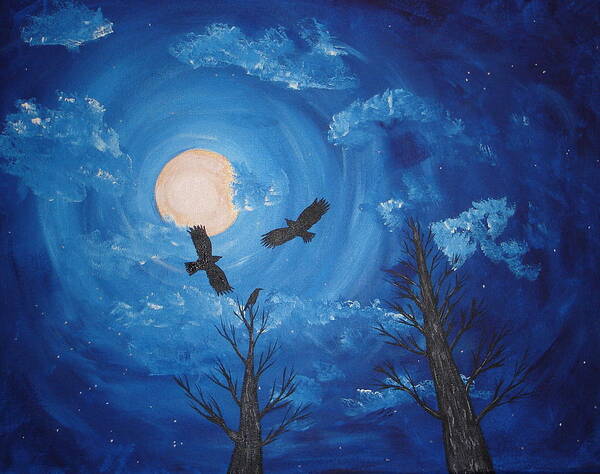 Crow Poster featuring the painting Night of the Crow by Angie Butler