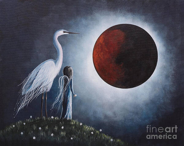 Egret Poster featuring the painting Night With The Great Egret by Shawna Erback by Moonlight Art Parlour