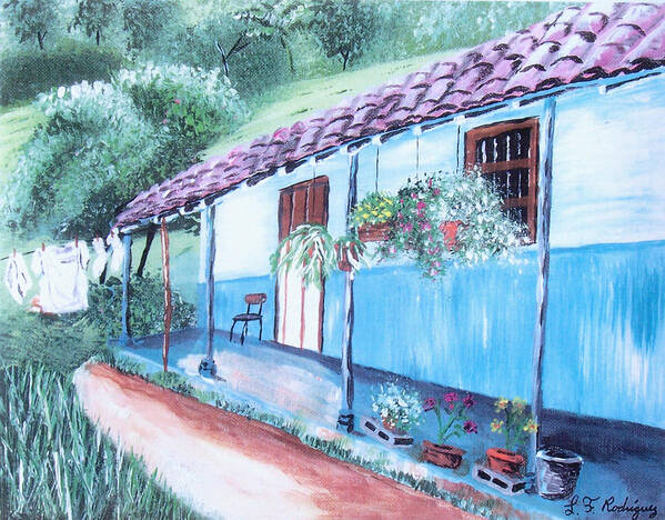 Old Colombia Home Poster featuring the painting Old Colombia House by Luis F Rodriguez