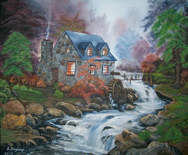 1800 Poster featuring the painting Old Grist Mill by Sharon Duguay
