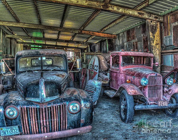 Old Poster featuring the photograph Old Truck Barn by Izet Kapetanovic