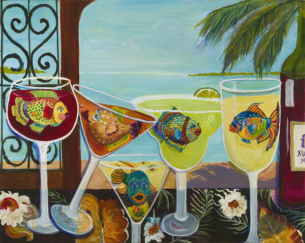 Food And Beverage Poster featuring the painting On the Waterfront by Linda Kegley