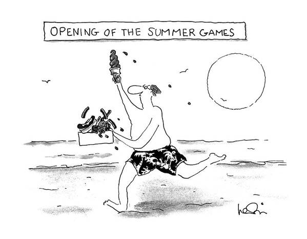 Summer Poster featuring the drawing Opening Of The Summer Games by Arnie Levin